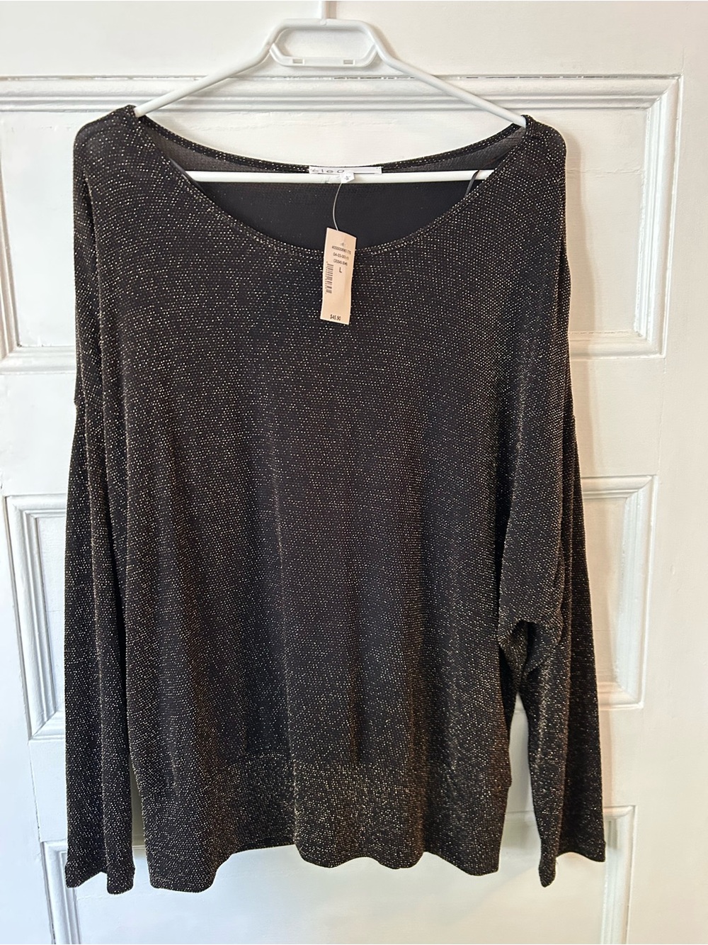 Cleo Metallic Black Scoop Neck Sweater